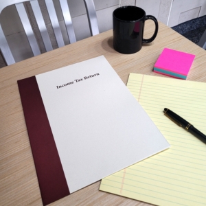 Income Tax Return Folder with Pockets, Prestigious Design, Dark Red. Direct from the Manufacturer - FoldersandEnvelopes.com